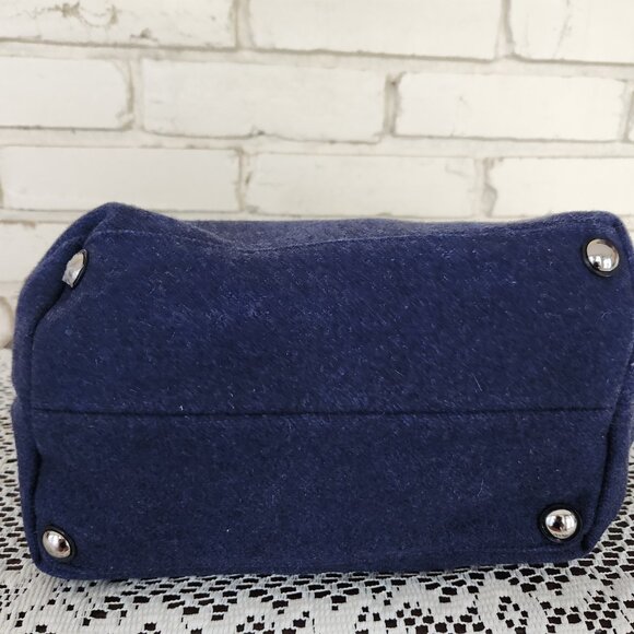 Nwot Coach Wool Blue & Black Satchel Handbag Purse - Picture 9 of 15